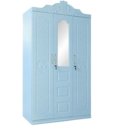 Gwardarobba intaljat blu bi 3 bibien